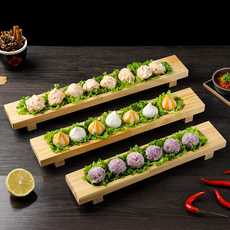 Creative Wooden Japanese Sushi Sashimi Plate Hot Pot Restaurant Shrimp Balls Plate Tableware Large Solid Wood Pallet Mold
