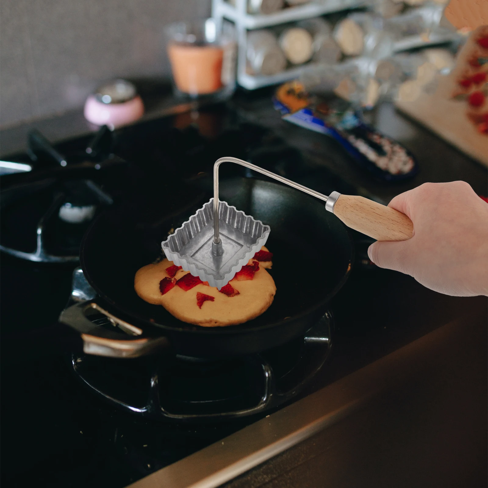 

1Pcs Aluminum Alloy Wood Fried Snack Mold Kitchen Cooking Utensil Easy Use Store Silver Fried Snack Mold