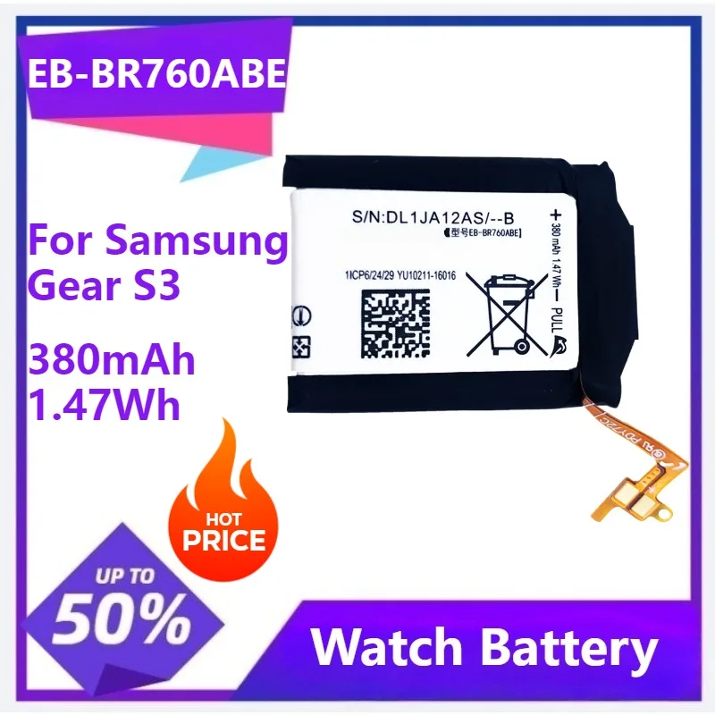 

EB-BR760ABE NEW Battery For Samsung Gear S3 Frontier Gear S3 Classic SM-R760 SM-R765 SM-R770 380mAh 1.47Wh