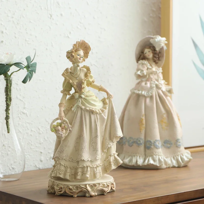 

European Victorian Girl Beauty Resin Statue Ornaments Home Livingroom Desktop Sculpture Craft Cabinet Store Figurines