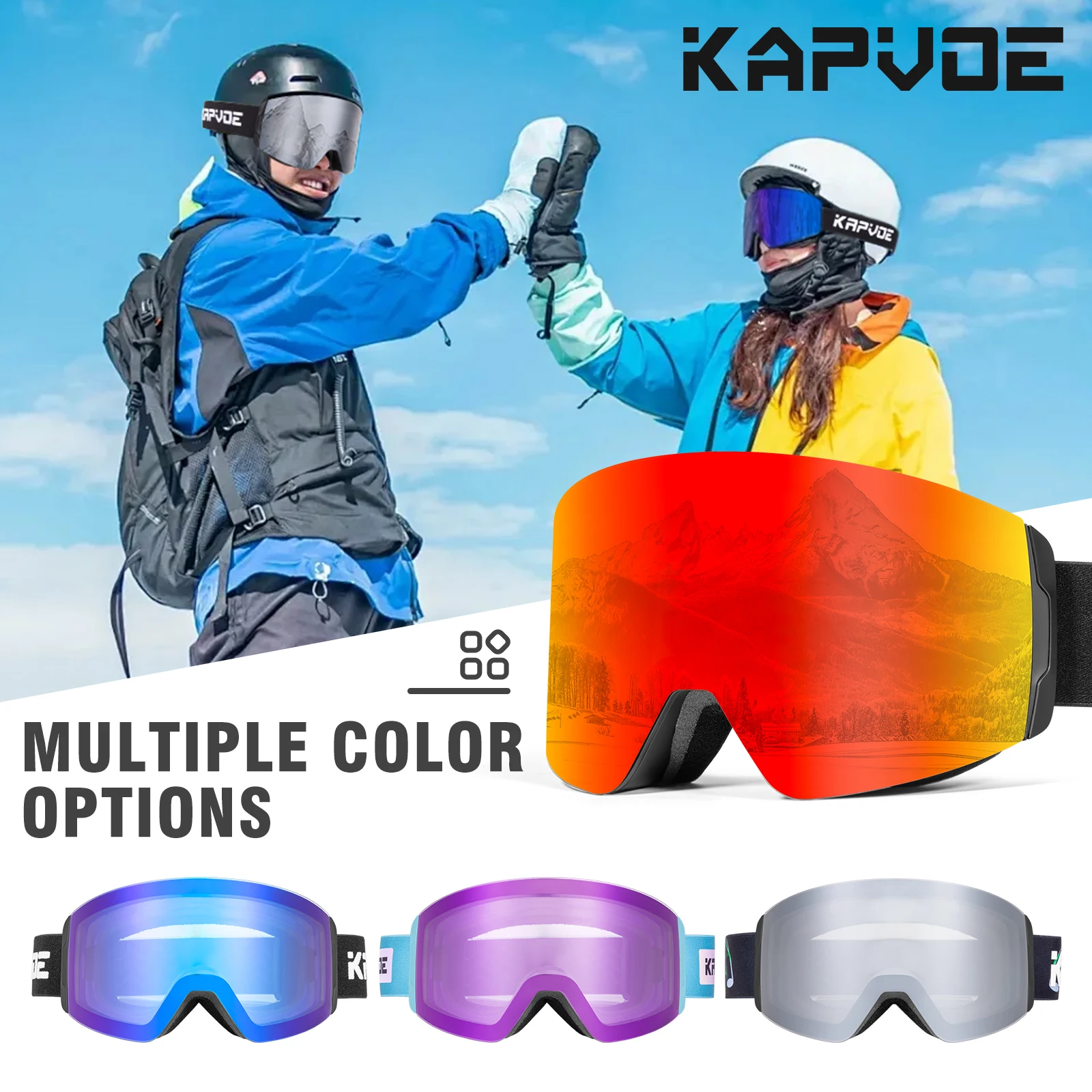 Photochromic Snow Goggles Snowboard for Men Magnetic Ski Goggles Set Anti-Fog UV400 Protection Women Ski Glasses Skiing Eyewear