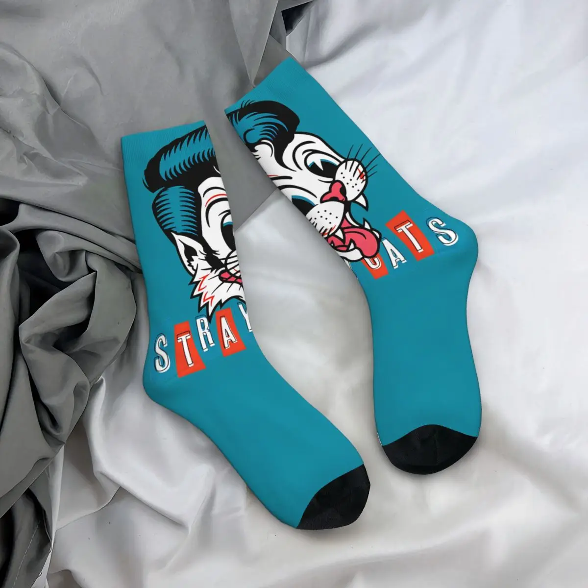 Calcetines con estampado de Stray Cats para hombre y adulto, medias deportivas transpirables, antibacterianas, para correr, para invierno