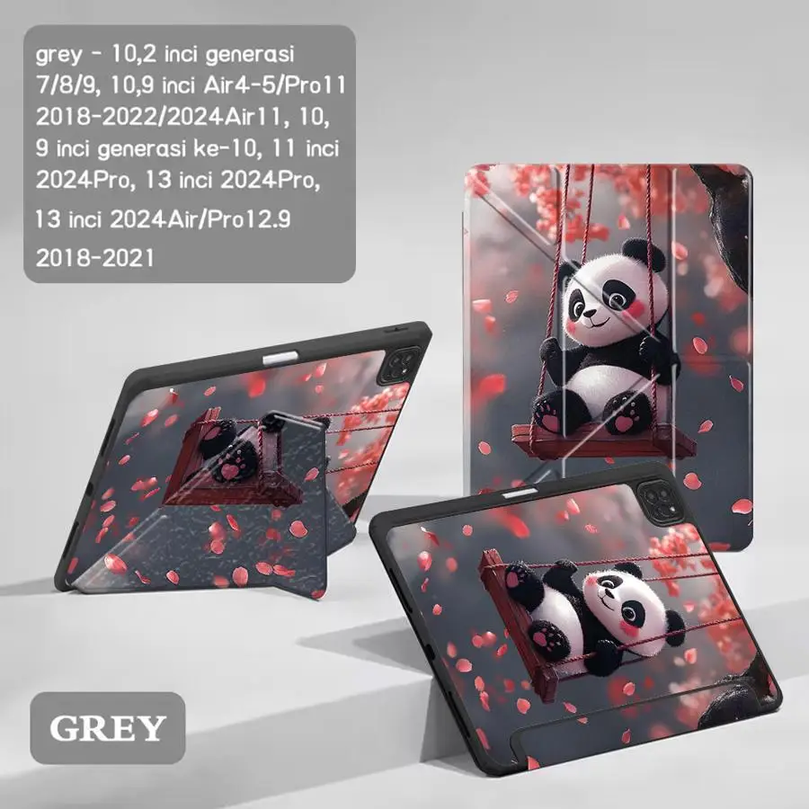 Holder Cover Tablet Case For iPad Air 4 5 M3 M2 M4 11inch Pro 11th 10th 9th 8th 7th 12.9inch Mini 6 7 Pro 2025 Panda On A Swing