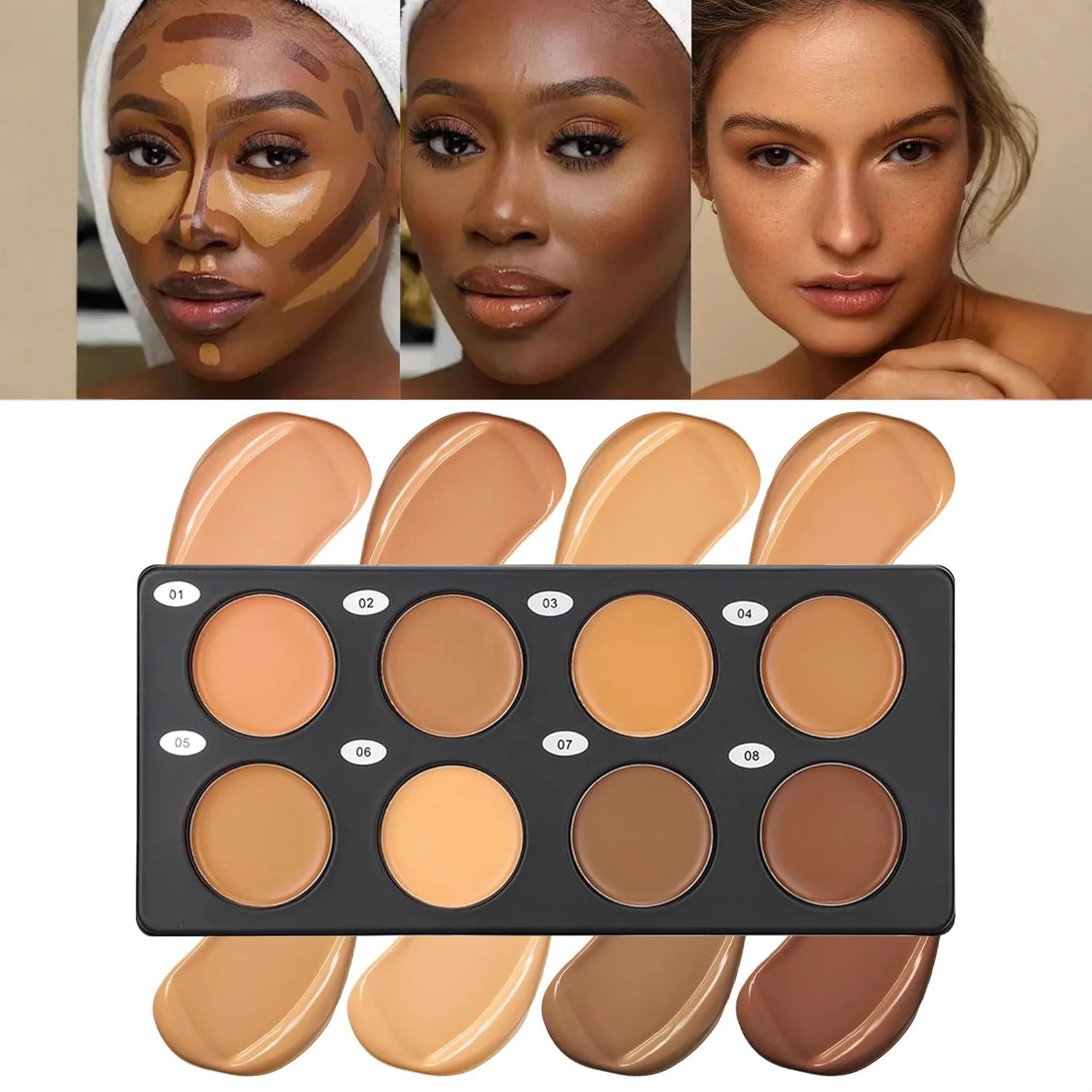 

8 Colors Cream Concealer Palette Bronzer Contour Shaping Cream Cover Dark Circles Full Coverage