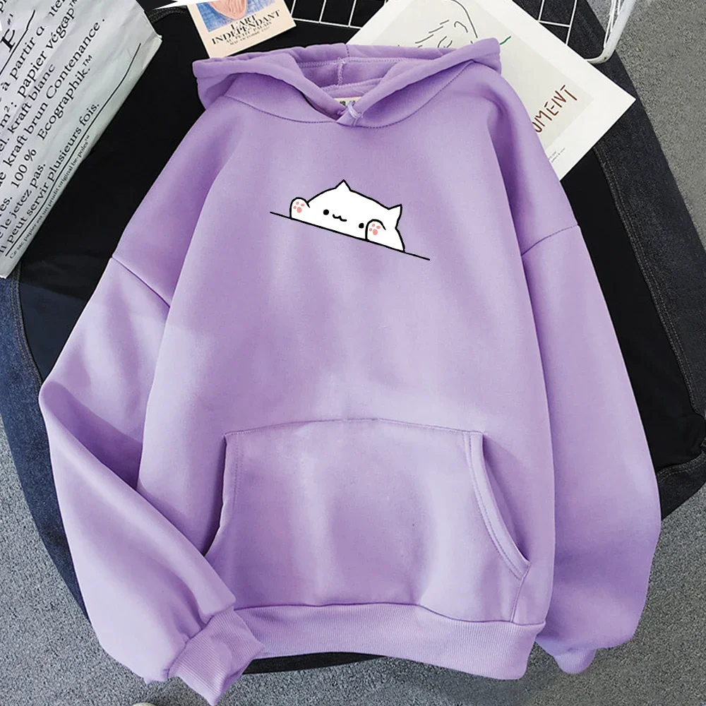 Women\'s Hoodie Cute Casual Sweatshirts Cartoon Cat Print Fashion Men Korean Style Loose Pullover Hoody Streetwear Tops Jacket