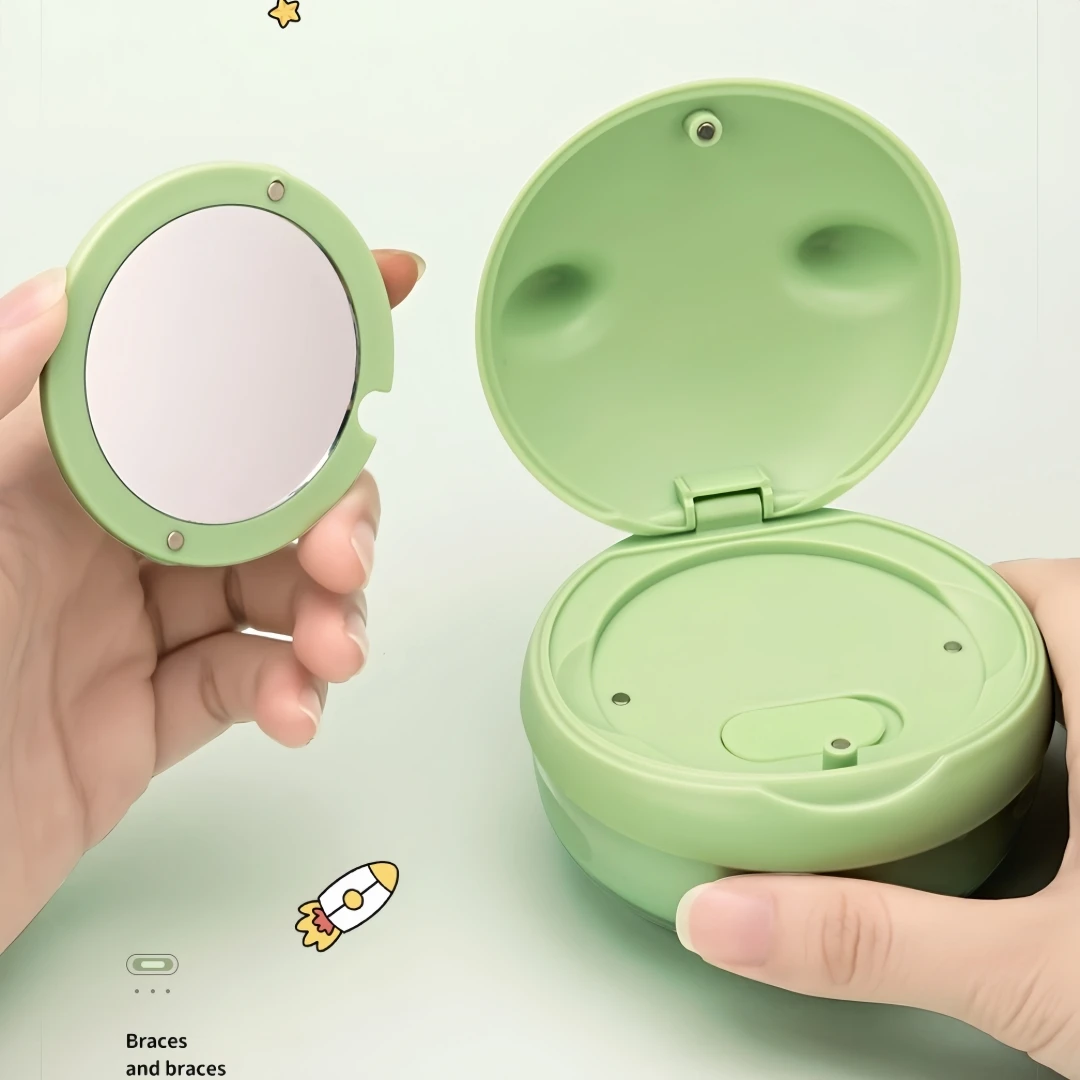 

4Pcs Retainer Case with Mirror Cute Slim Aligner Case Compatible with Invisalign Night Mouth Guard Case Retainer Holder