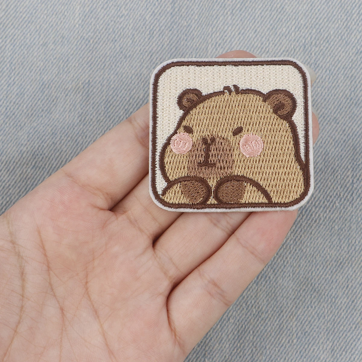 Kawaii capybara แผ่นปะติดด้วยการเย็บปะติดเสื้อแจ็กเก็ตแผ่นเหล็กปักลายแบบ DIY