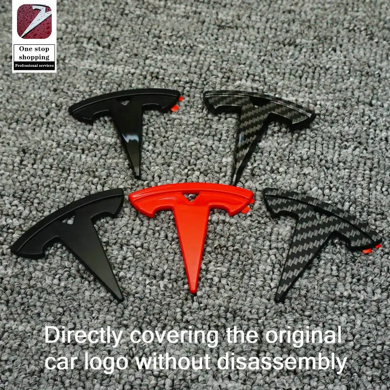 Suitable for Tesla Model 3 Model Y car logo pasting, tail label, front label, carbon fiber steering wheel logo modification