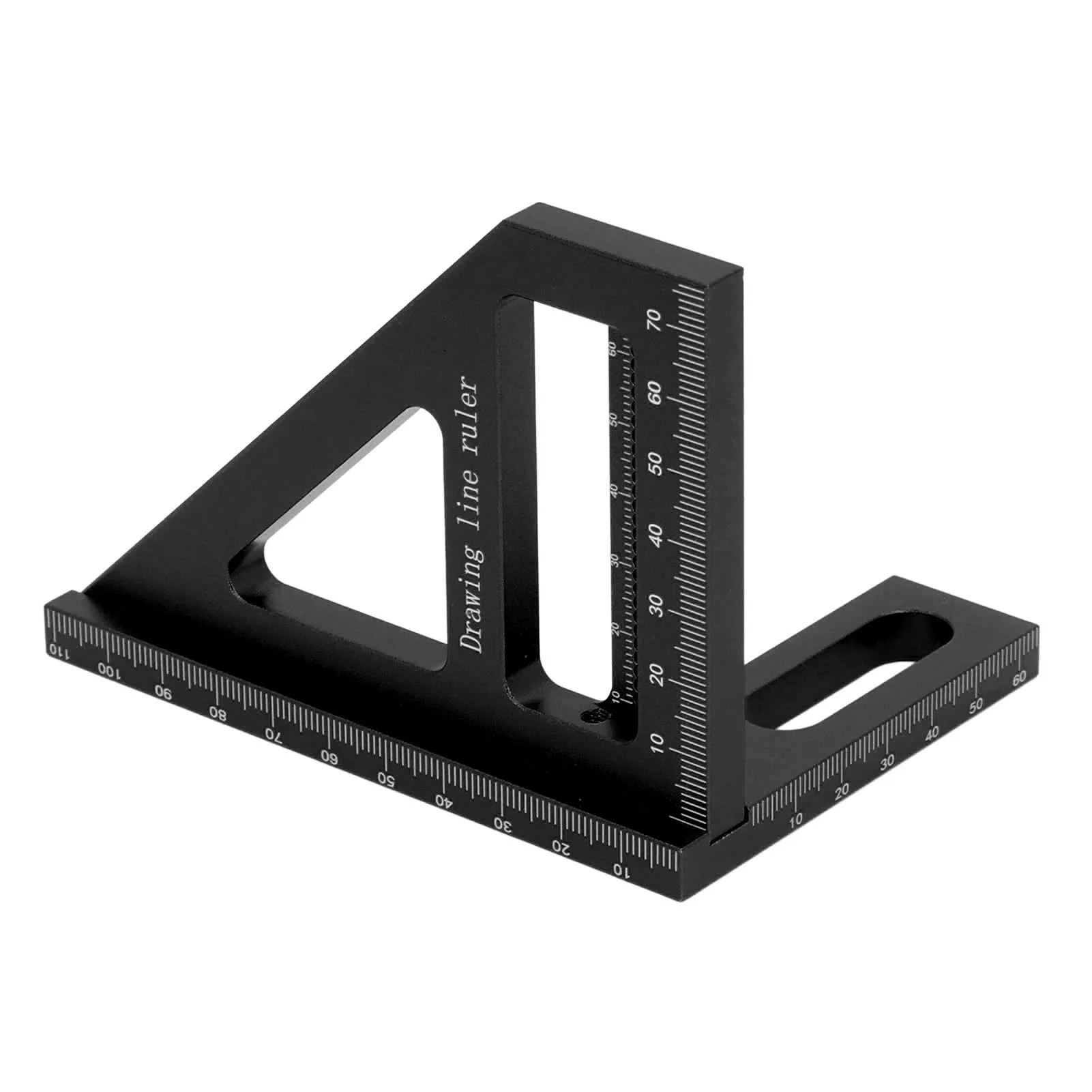 Regla de medición multiángulo 3D, aleación de aluminio, transportador cuadrado de carpintería de 45/90 grados, inglete negro para proyectos de precisión