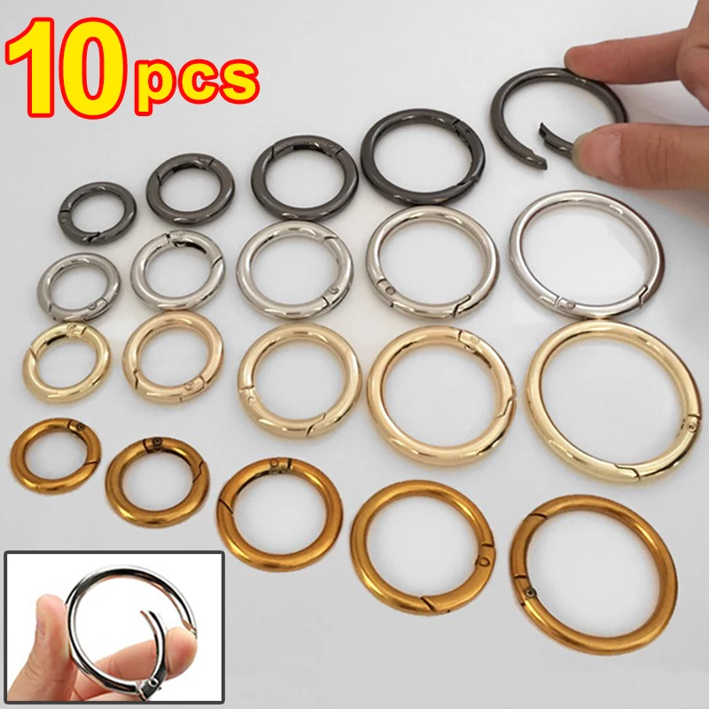 10Pcs Metal O Ring Spring Clasps Round Carabiner Keychain Clips Hook Dog Chain Buckles Connector DIY Jewelry Bag Accessories