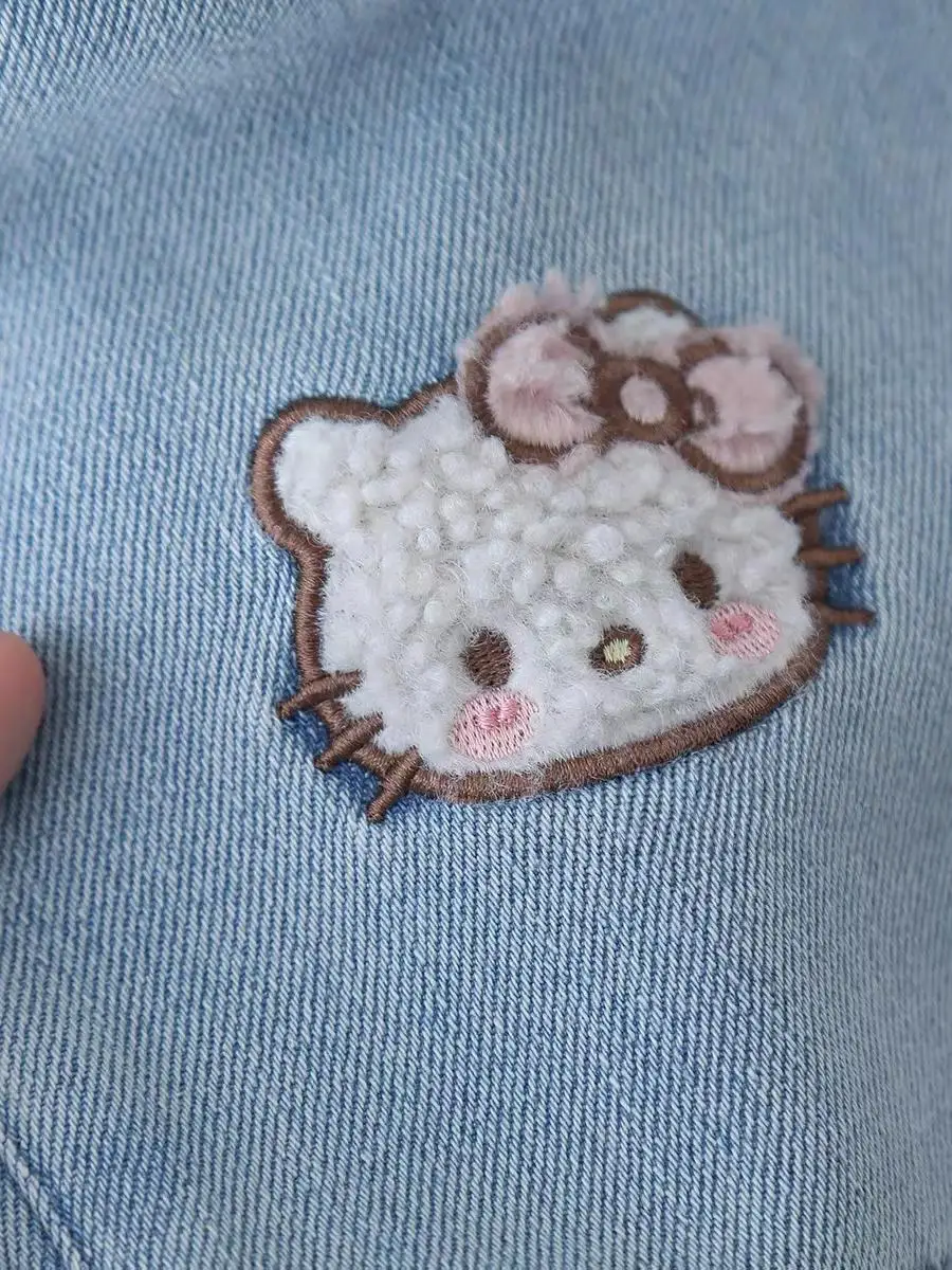 กางเกงยีนส์ขายาวทรงขากว้างลายการ์ตูนสำหรับเด็กผู้หญิง  ผ้ากำมะหยี่  ฤดูหนาว 2025