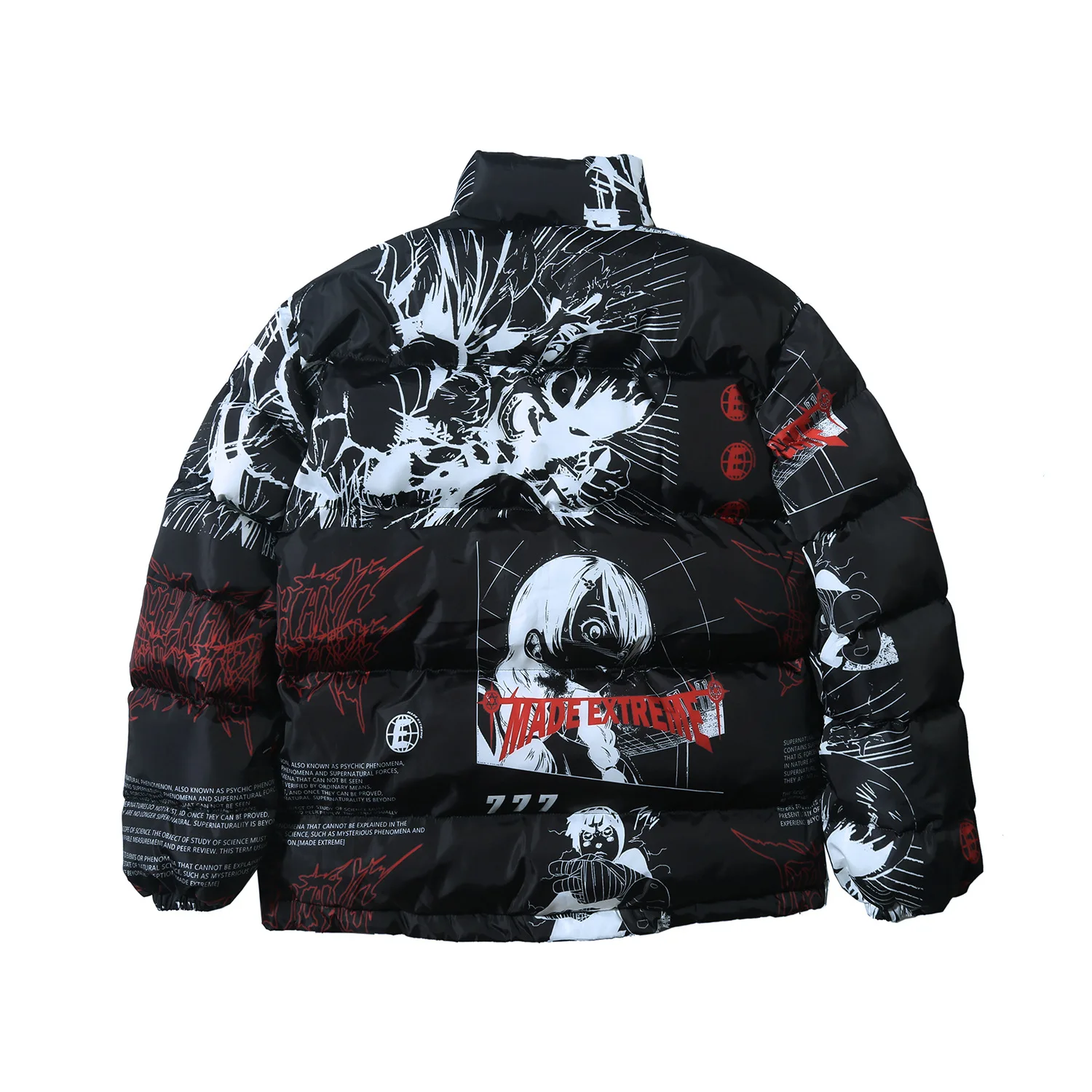 2025 Winter Cartoon Printed Parkas Jacket Thick Warm Hip Hop Streetwear Padded Coat Fashion Stand Collar Puffer Jacket Windproof