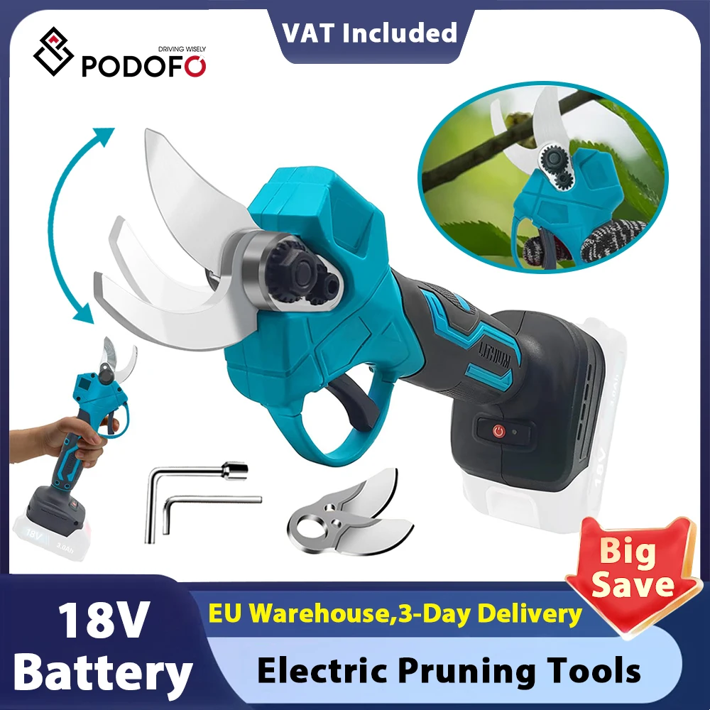 Podofo – sécateur électrique sans balais, outil de jardin, ciseaux de jardin électriques sans fil pour l'élagage du jardin et des arbres