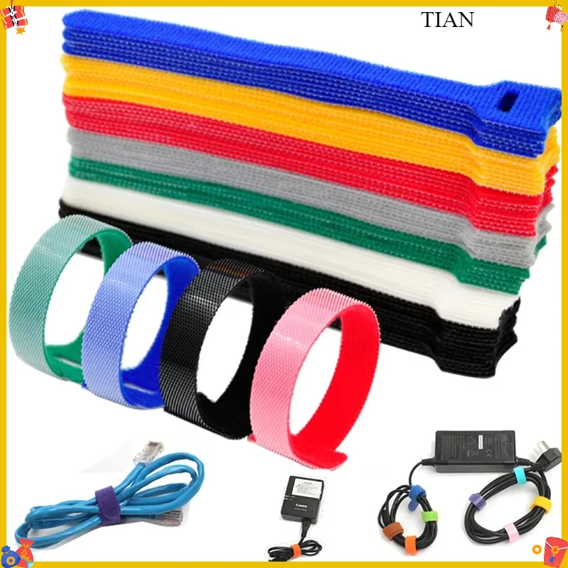 Reusable Fastening Cable Ties Hook and Loop Tape Cable Straps Wire Ties Cable Management Adjustable Cord organizer