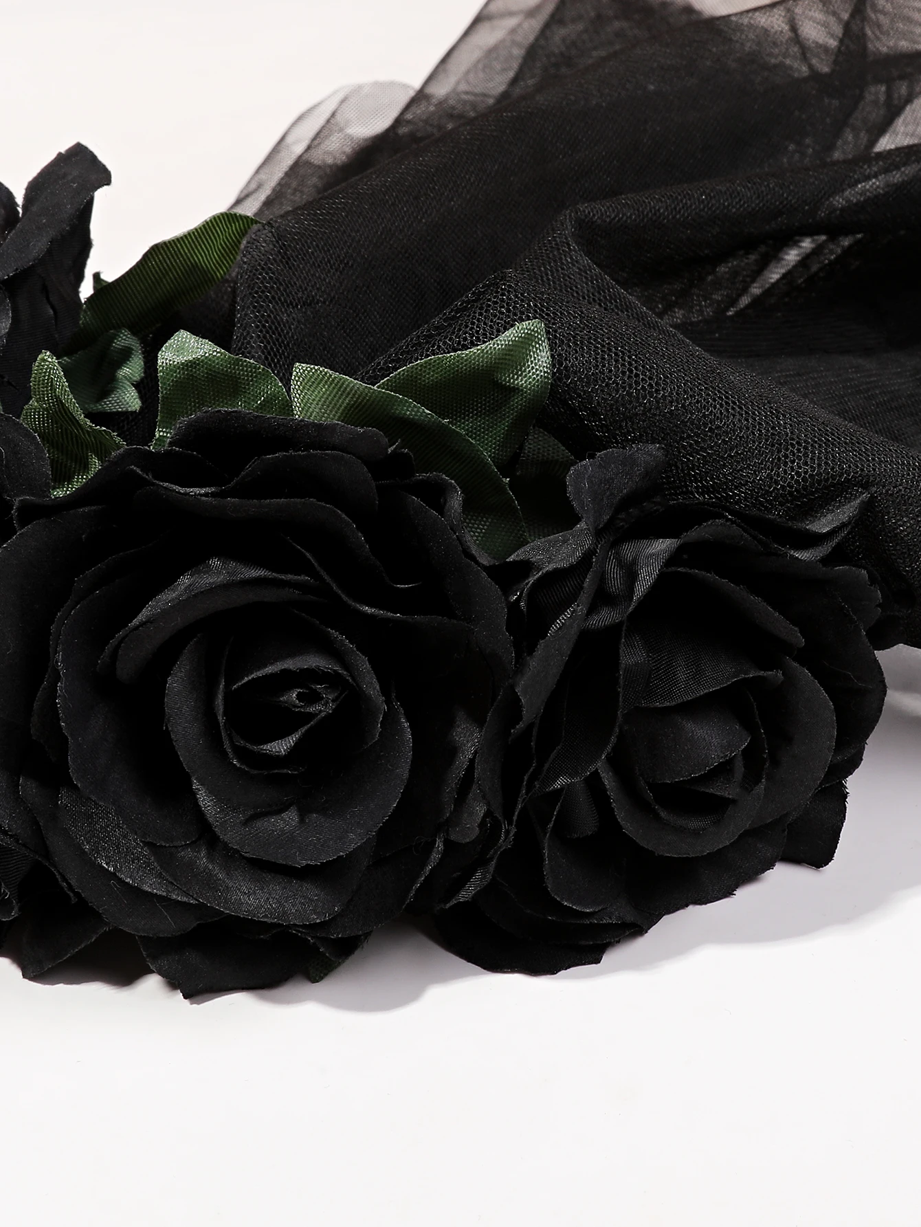 1Pcs Black Day of the Dead Headpiece Rose Floral Crown Veil Halloween Costume Mexican Headband