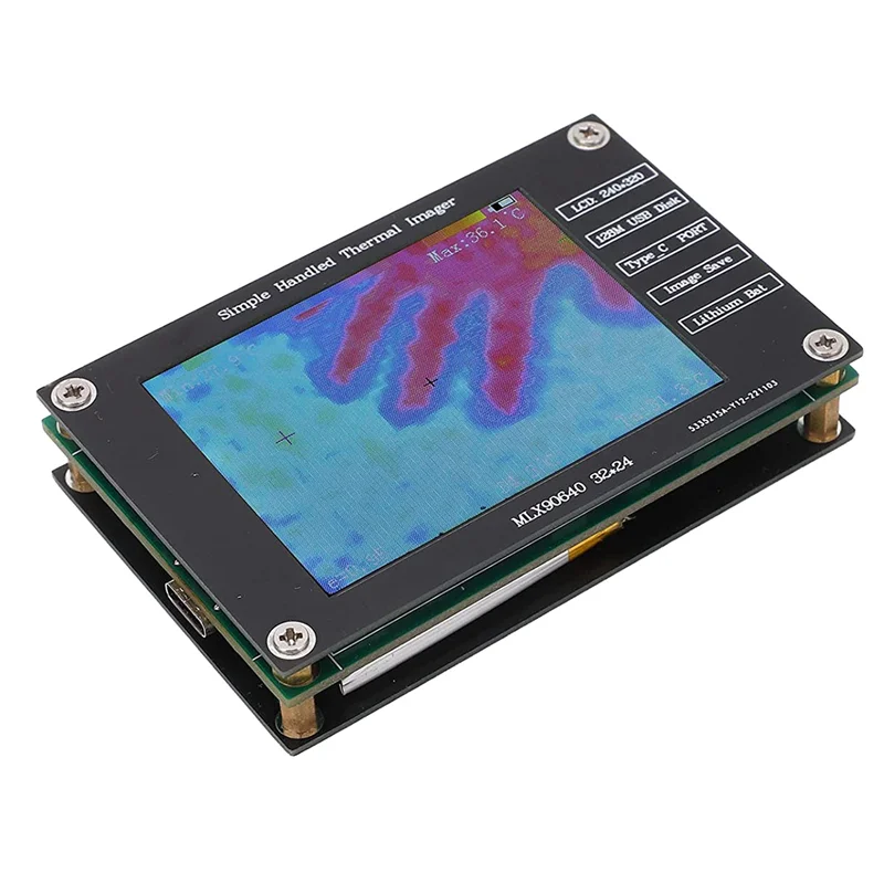 

ABKO-Thermal Camera, 2,8-дюймовая тепловизионная инфракрасная камера, 320X240, ‐40 ℃ До +300 ℃ , Встроенный флэш-чип SPI, зарядка USB C