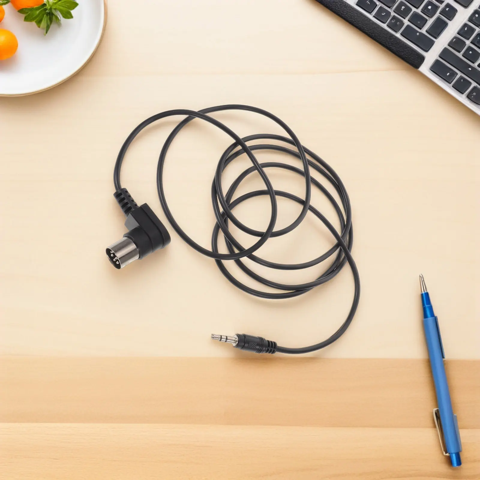 Cable de Audio Estéreo de 3.5 mm a MIDI DIN de 1.8 m con Ángulo Recto de 90 Grados TRS para Teclado, Sintetizador, Mezclador, Interfaz Musical