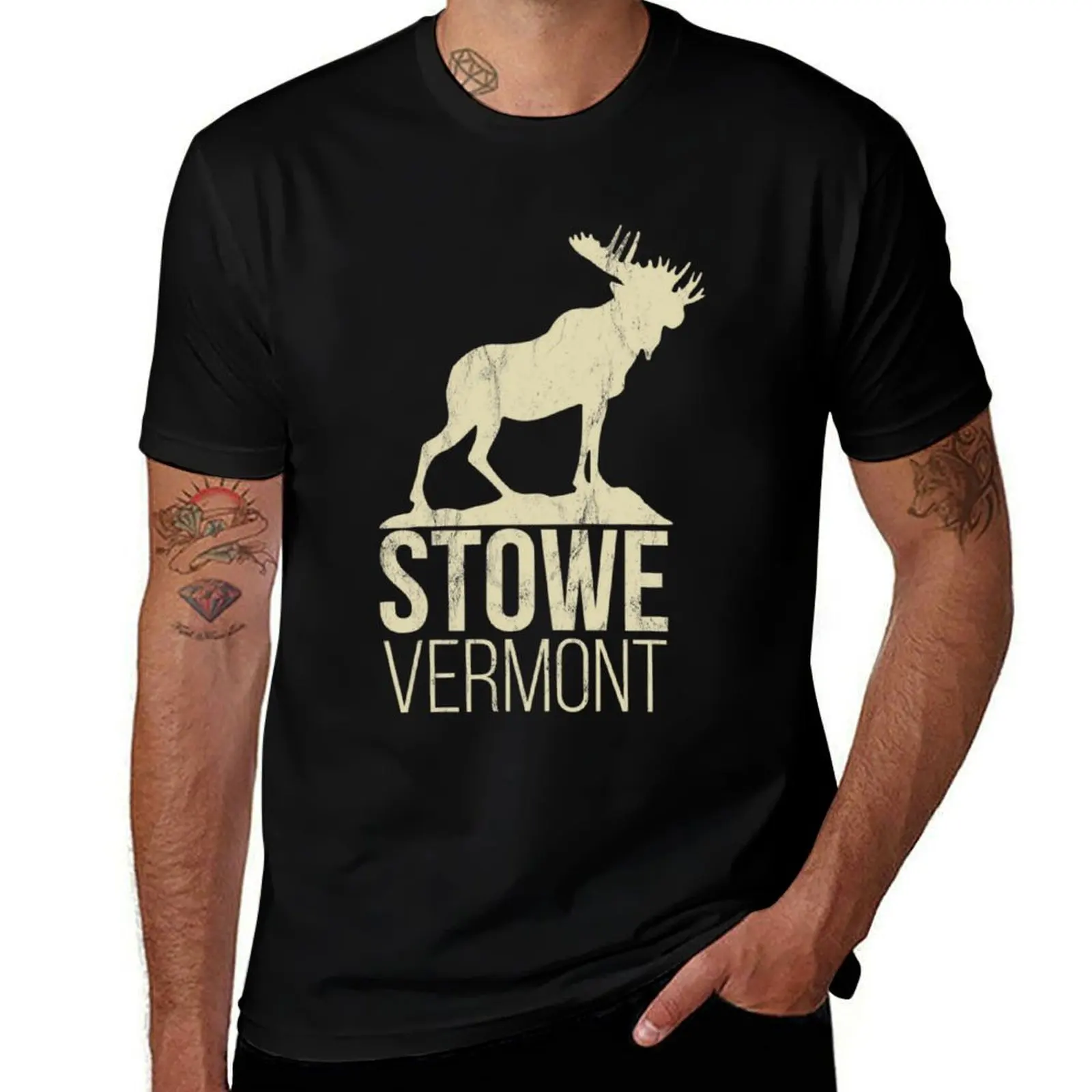 

Stowe Vermont - Moose T-Shirt mens graphic t shirts man t shirt summer T-Shirt