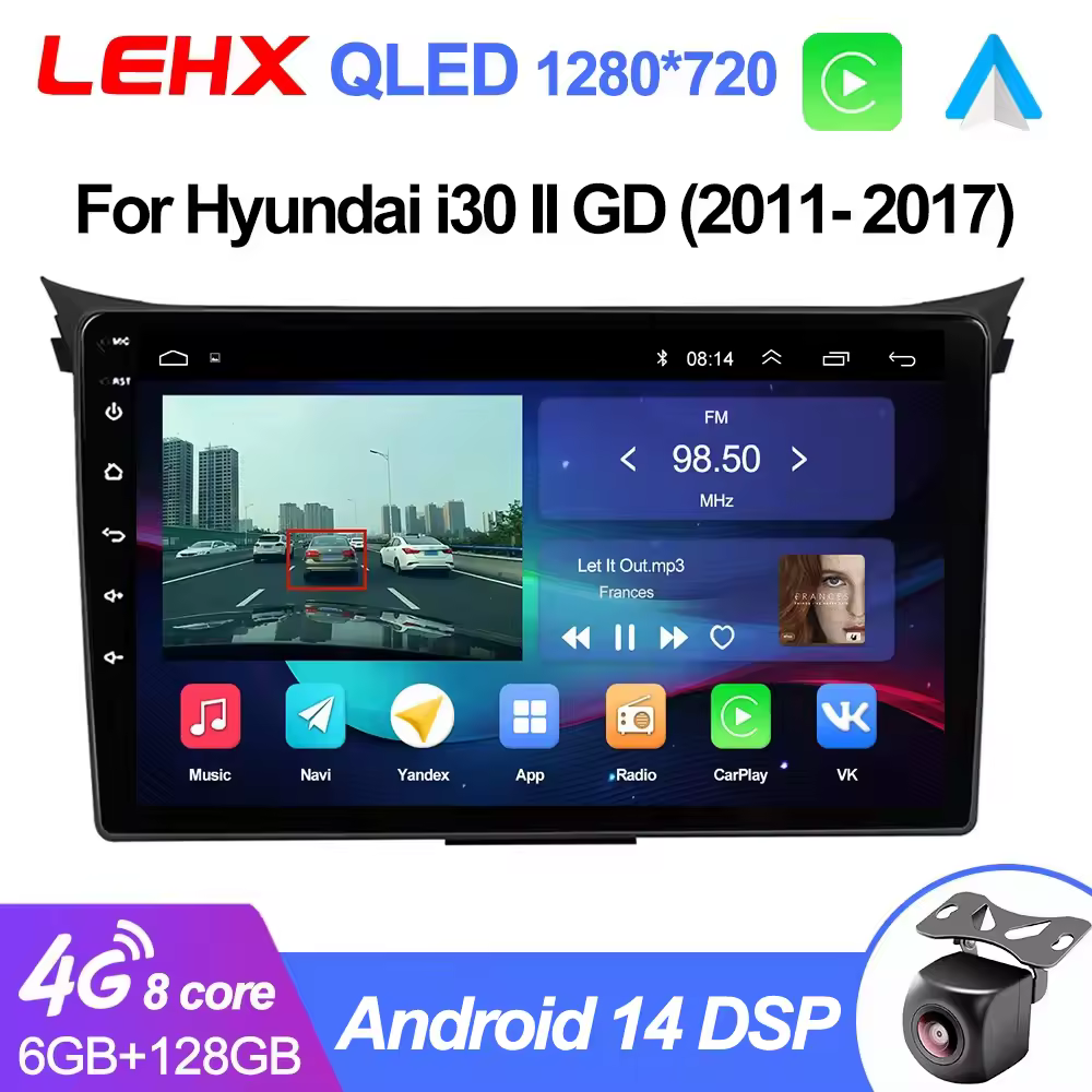 LEHX L6Pro 2din רכב רדיו אנדרואיד אוטומטי מולטימדיה צג נגן ליונדאי i30 השני 2 GD 2011-2017 GPS carplay סטריאו 2 דין