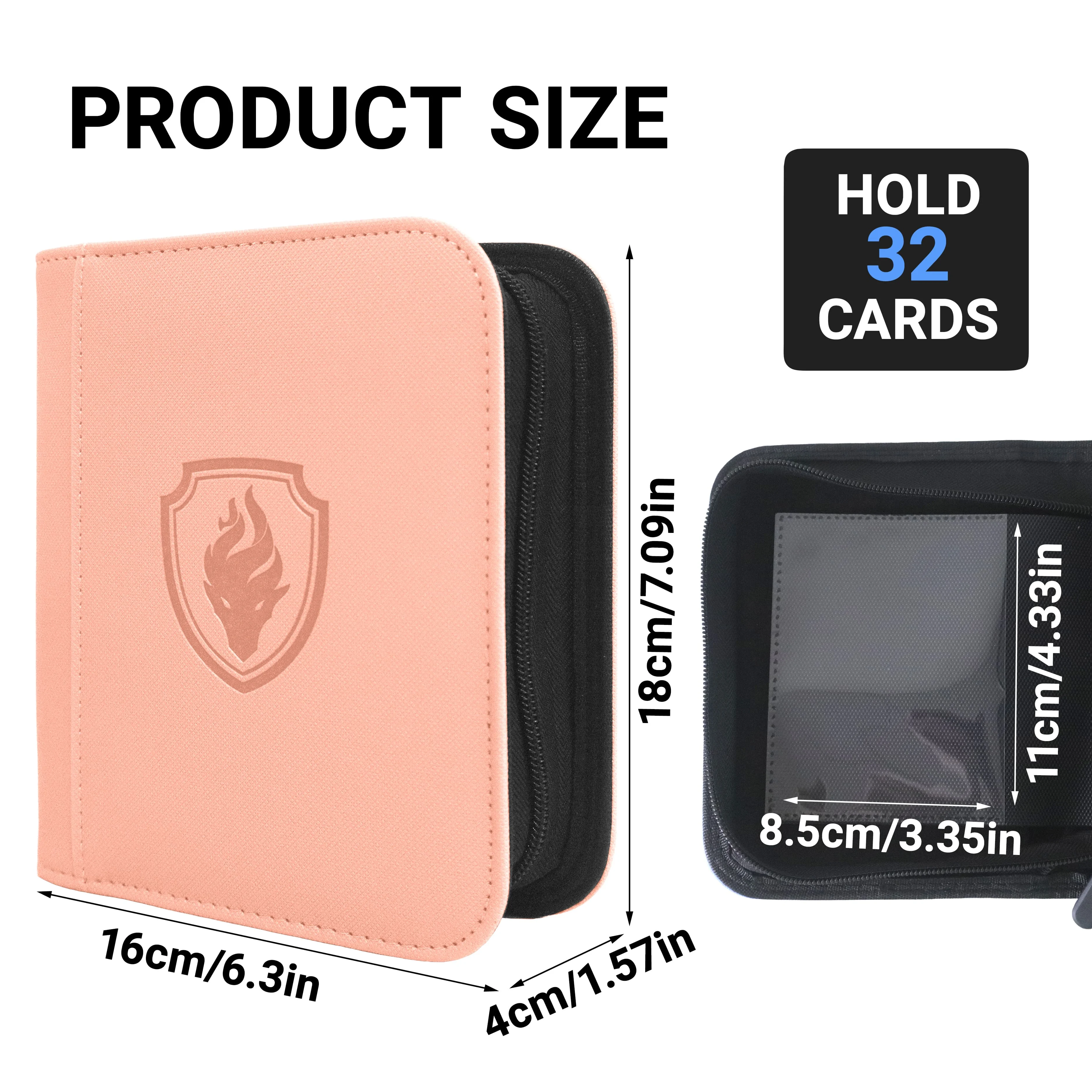 1 Pocket Zipper Card Binder, 32 Trading Card Holder Book For 3