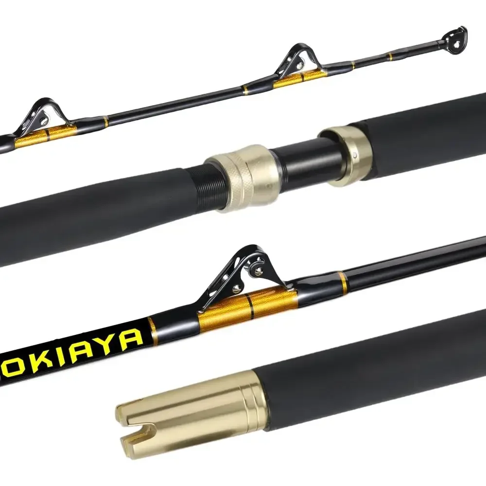

Saltwater Big Game Roller Rod, 30-50LB Strength for Heavy Duty Fishing