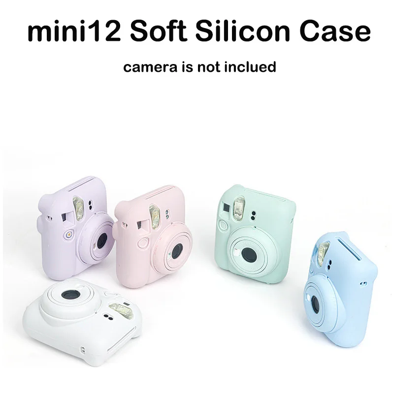 For Fuji Fujifilm Instax Mini 12 Instant Film Camera Protective Soft Silicone Cover Case Bag with Shoulder Strap Accessories