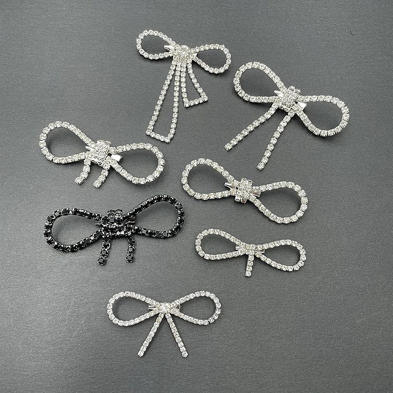 ㉲'Fashion Shiny Rhinestone Bow Buckle Pearl Tassel Pin Diamond Buckle DIY Garment Shoe Bag Applique Wedding Accessories Gifts.