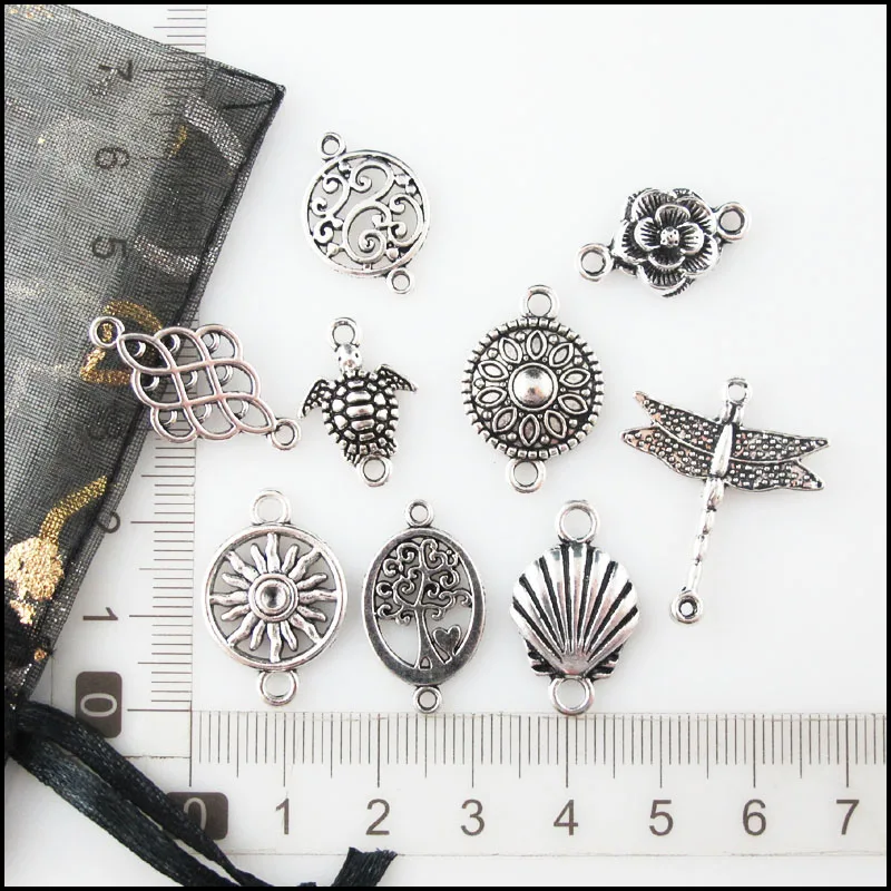 Fashion New Animal Tortoise Dragonfly Flower Shell Charms Tibetan Silver Plated Connetors For Gifts Jewelry