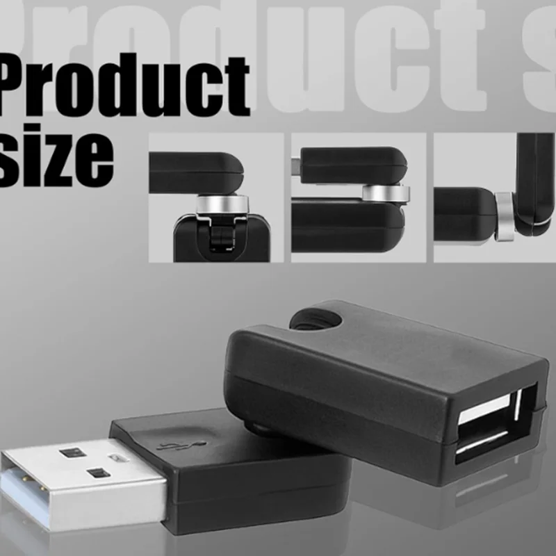 USB 2.0 Type A Male to Type A Female 360 Degree Rotation Adjustable Right Angle Extension Adapter Convertor