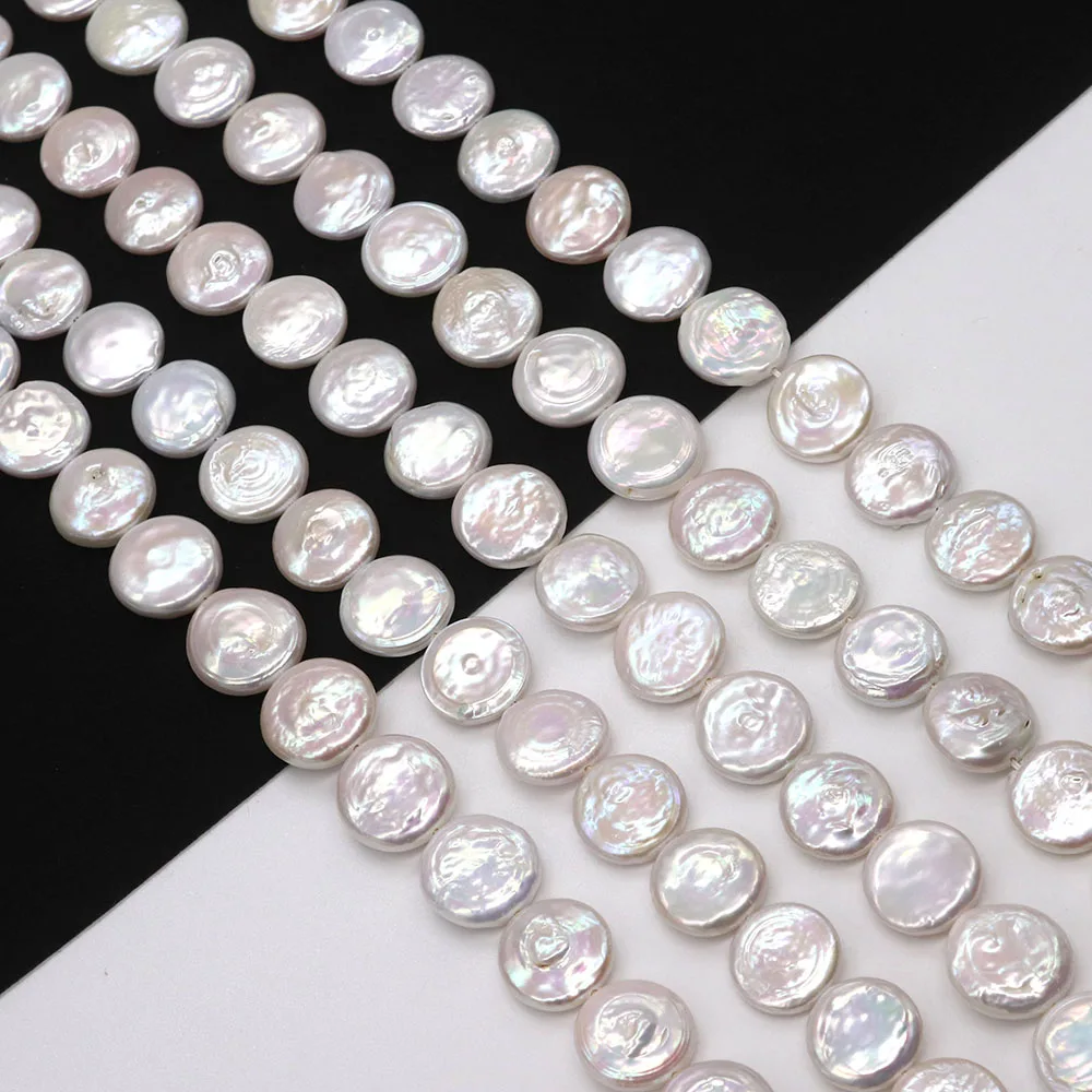 

Natural Freshwater Pearl Round Button Beads 16-17mm Dazzling Charm Fashion Jewelry DIY Necklace Earrings Bracelet Accessories