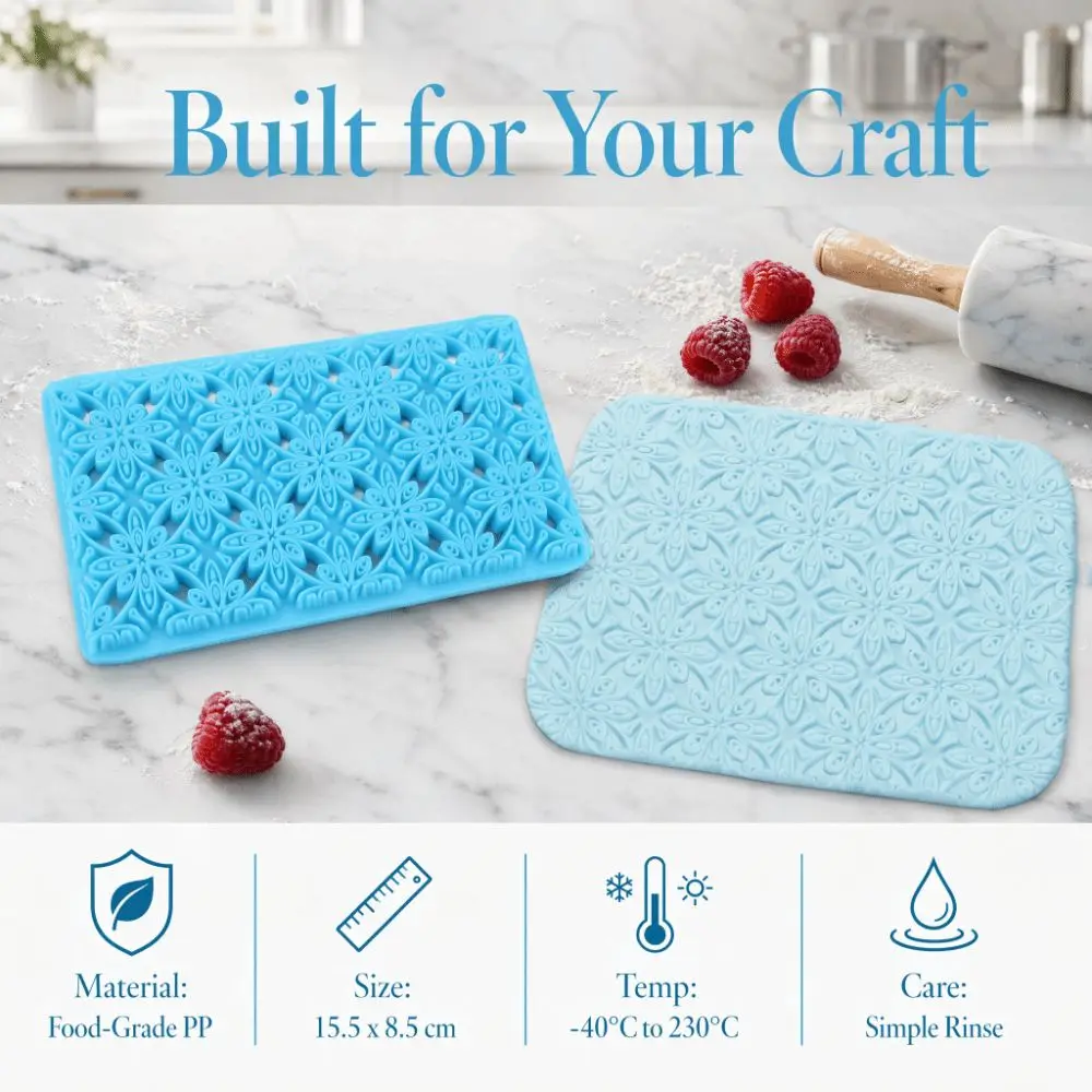 Combination PP Embossing Mold Flower Hollowed-out Cake Cutter Mold Blue Gum Paste Mold Home Kitchen