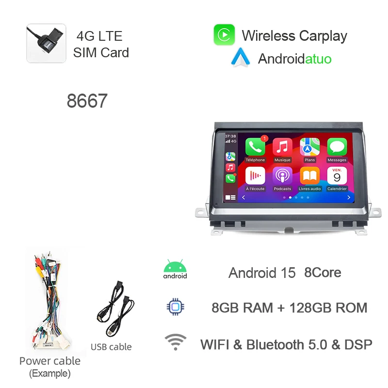 Android 15 CarPlay Auto Multimedia Speler GPS Wifi 8 GB Navigatie Bluetooth Autoradio Voor Land Rover Discovery 3 LR3 2004-2009