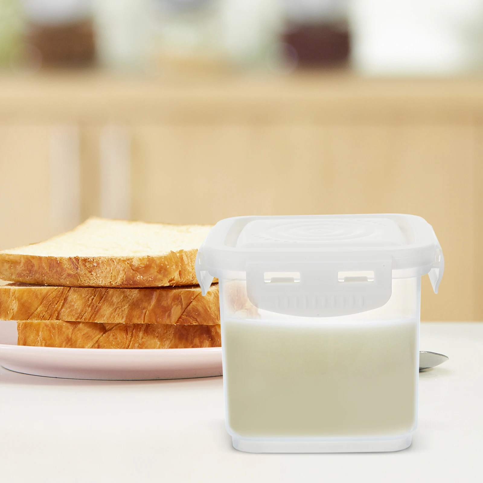 

1pc Yogurt Box Large Capacity Airtight Food Storage Containers Reusable Plastic Sealed Bread Boxes Grain Jars Leakproof Storage