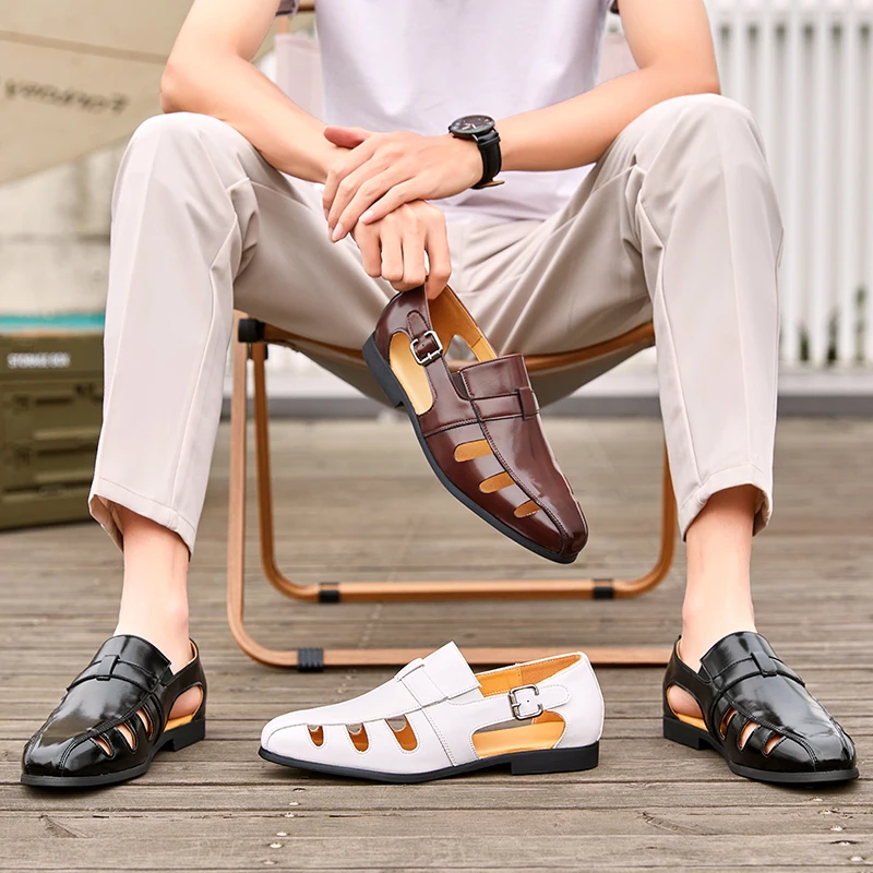 Summer Men Classic Beach Sandals An Elegant Gentlemanly Designer From Europe America Is Wearing Fashionable Sandals Size 38-46