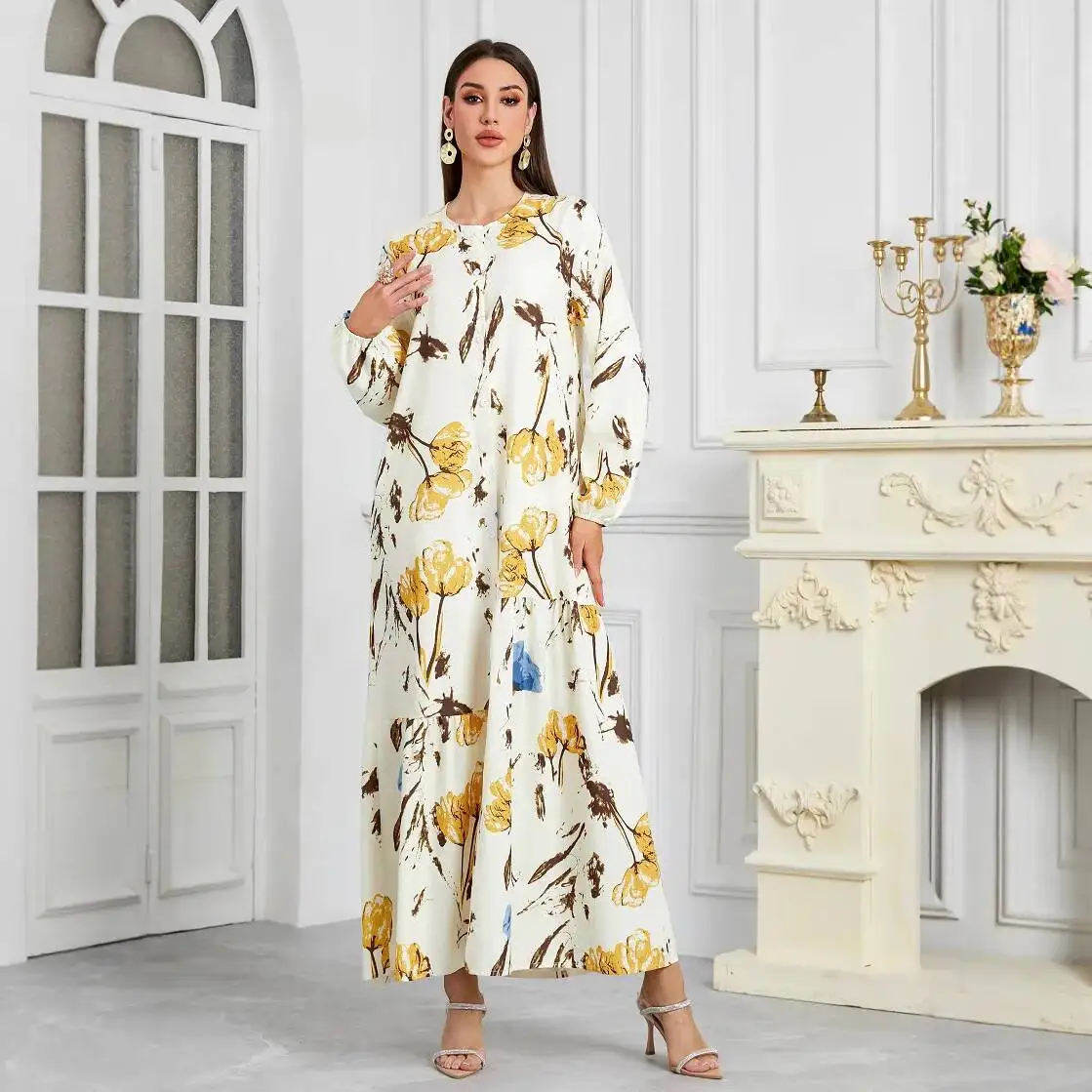 

Мусульманское женское платье-абайя из Дубая и Турции, женский халат 2026, длинное мусульманское платье-абайя, роскошное исламское элегантное платье для Рамадана из Дубая