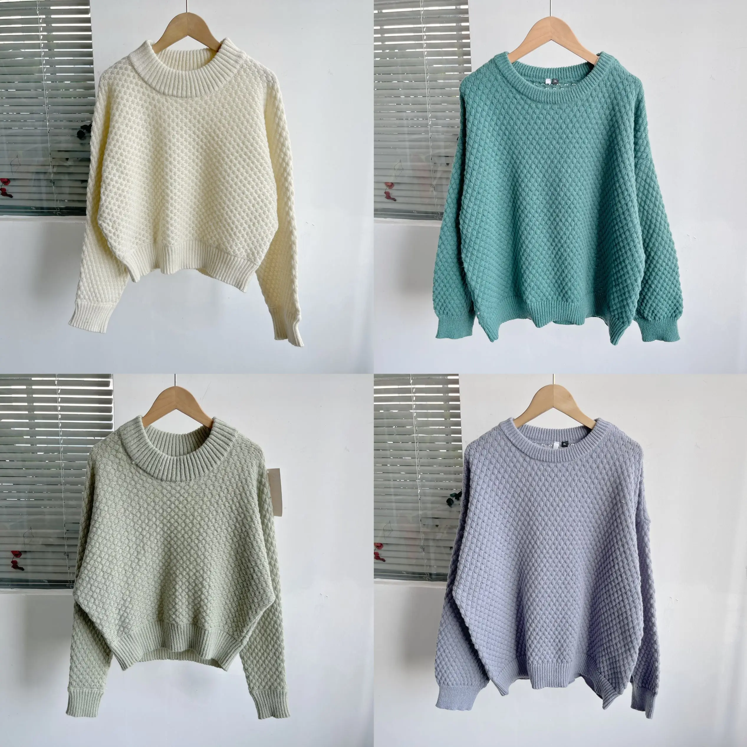 

L755 Lazy Sle круглый Ne Свободный идентификатор Цветной топ Художественный утягивающий винтажный свитер премиум-класса J253 Весна 2025