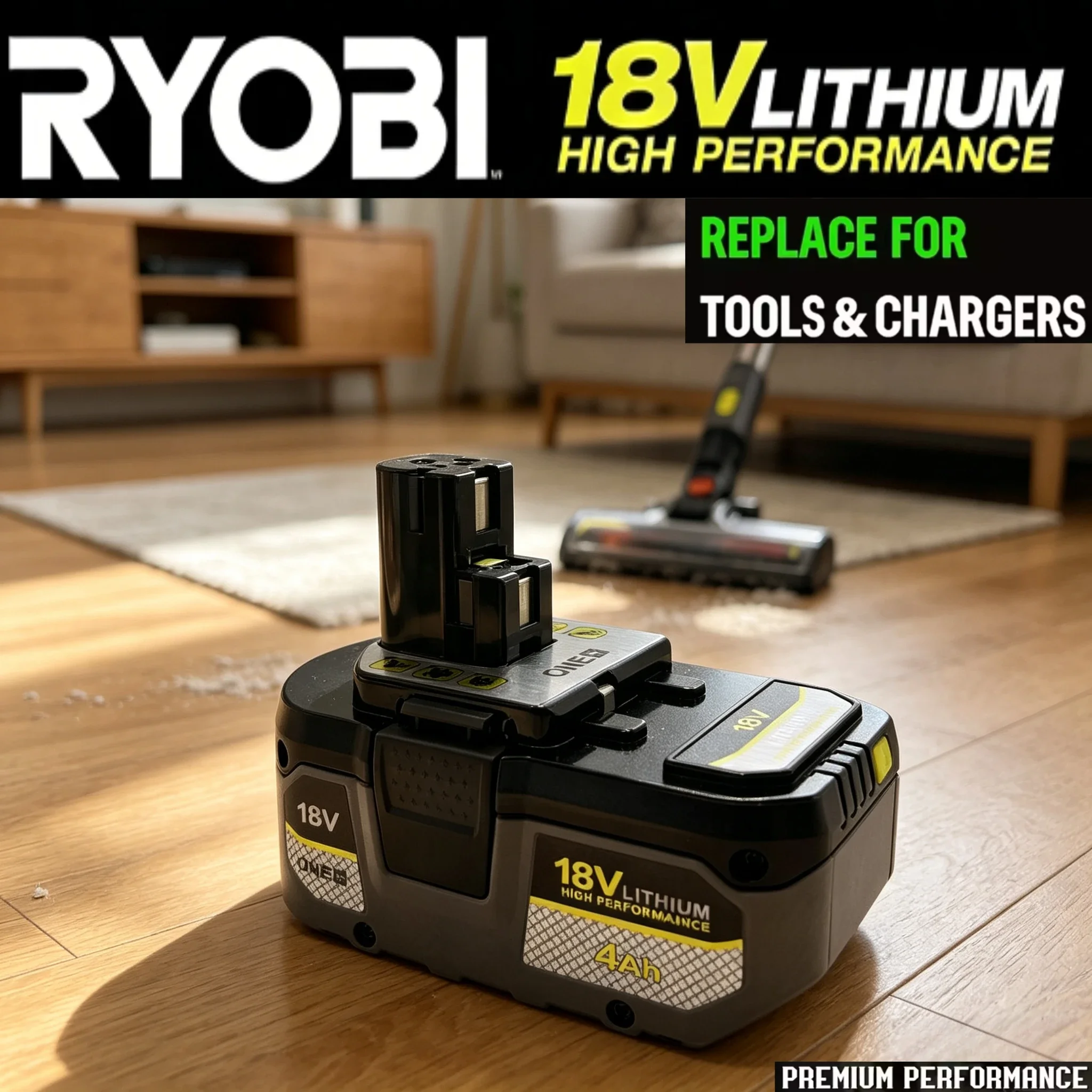 

For RYOBI 18V 8000mAh Li-ion Battery Power Tools Compatible with P108 18V 8.0Ah P104 P107 RB18L50 RB18L20 P108