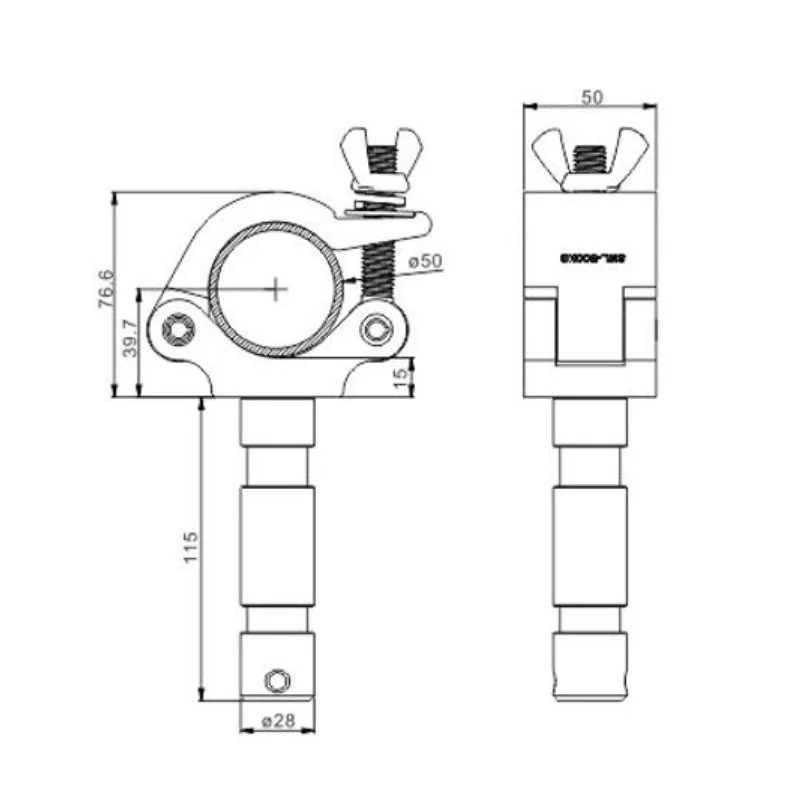 Pro Clamp With Spigot 28mm Tube 500kg Bearing Lighting Truss Clamps 50mm Tube Clamp