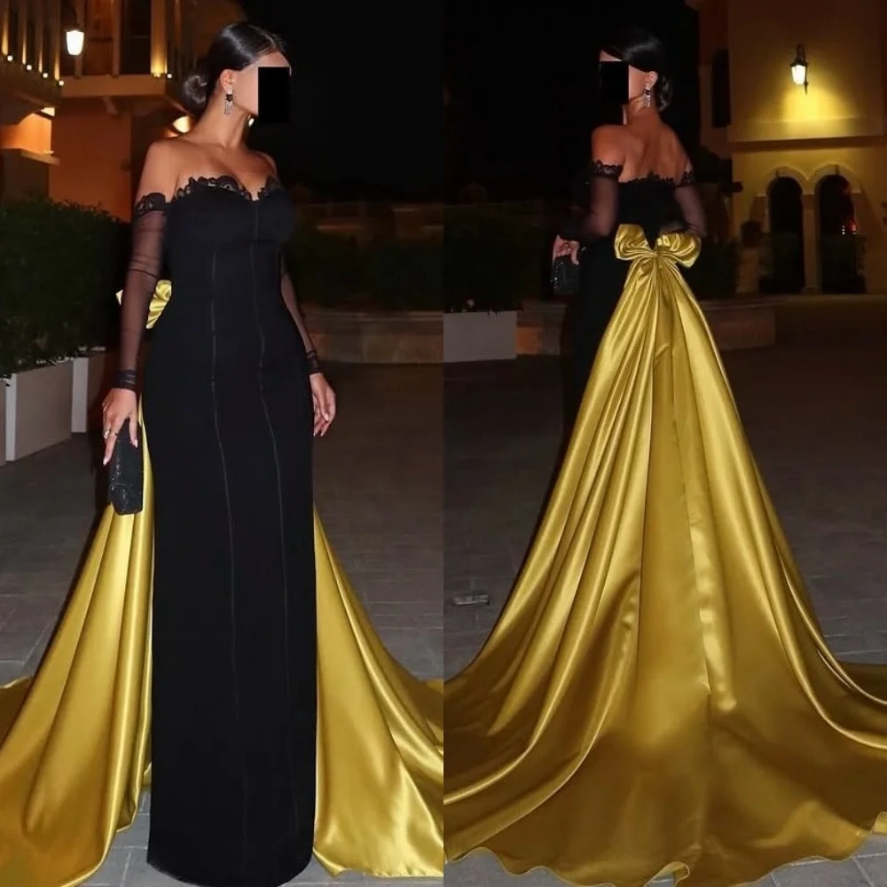 

Customized Jersey Lace Off-the-shoulder Straight Long Dresses Bespoke Occasion Women's Evening High Quality Modern Style