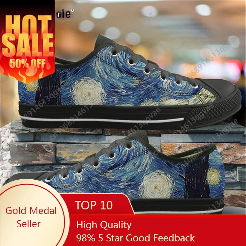

Vincent Van Gogh Starry Night Print Low Top High Quality Sneakers Mens Womens Teenager Canvas Sneaker Couple Shoes Custom Shoe