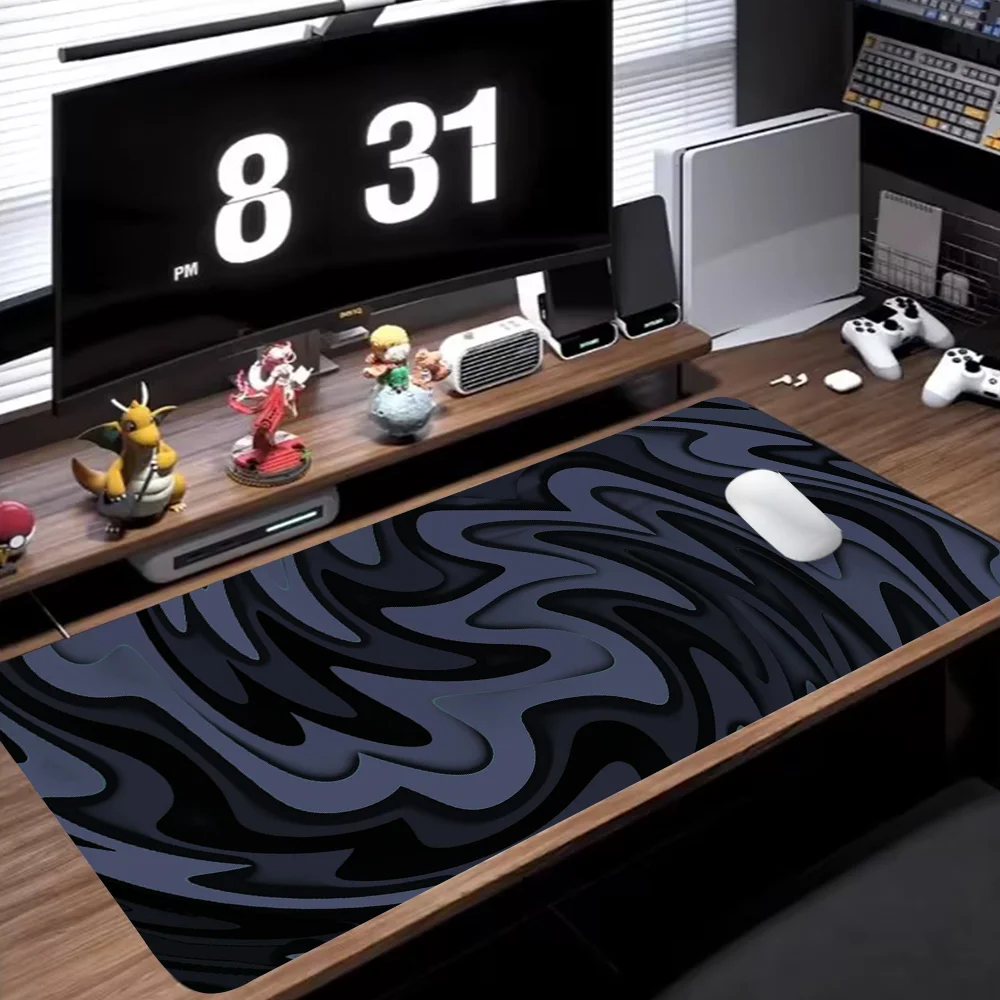 Abstract Design Mouse Pad Large Gaming Desk Mat Desk Accessories Keyboard Pad With Non-Slip Rubber Base Stitched Edge Deskpad