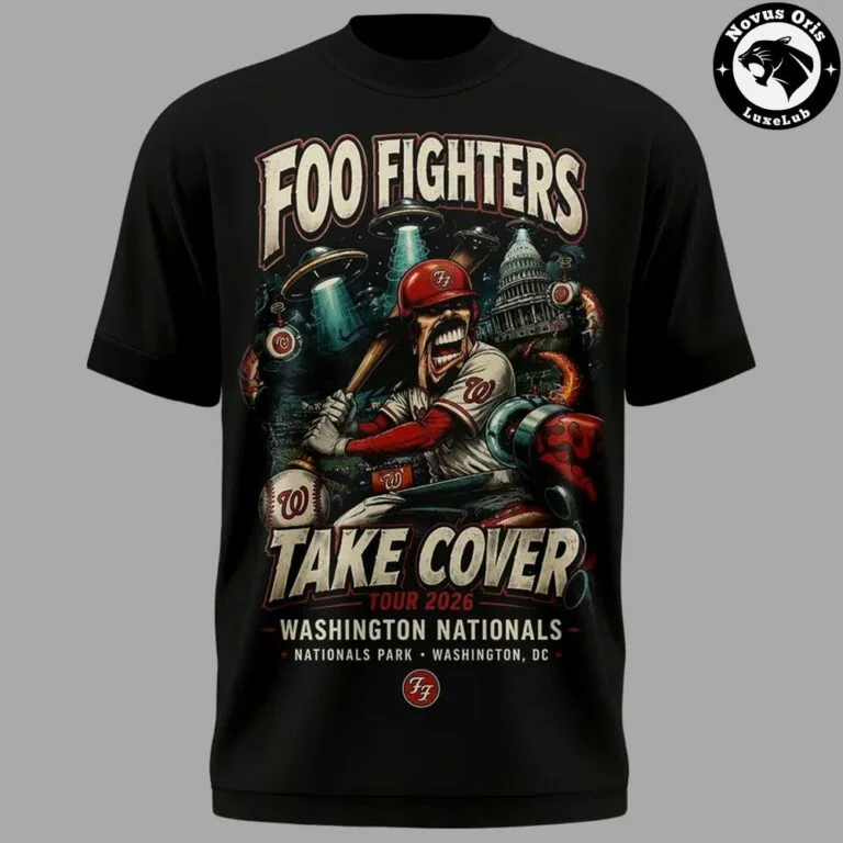 Foo Fighters X Washington Nationals Take Cover Tour 2026 Summer Men's and Women's Pure Cotton T-shirts Fans' Comfortable