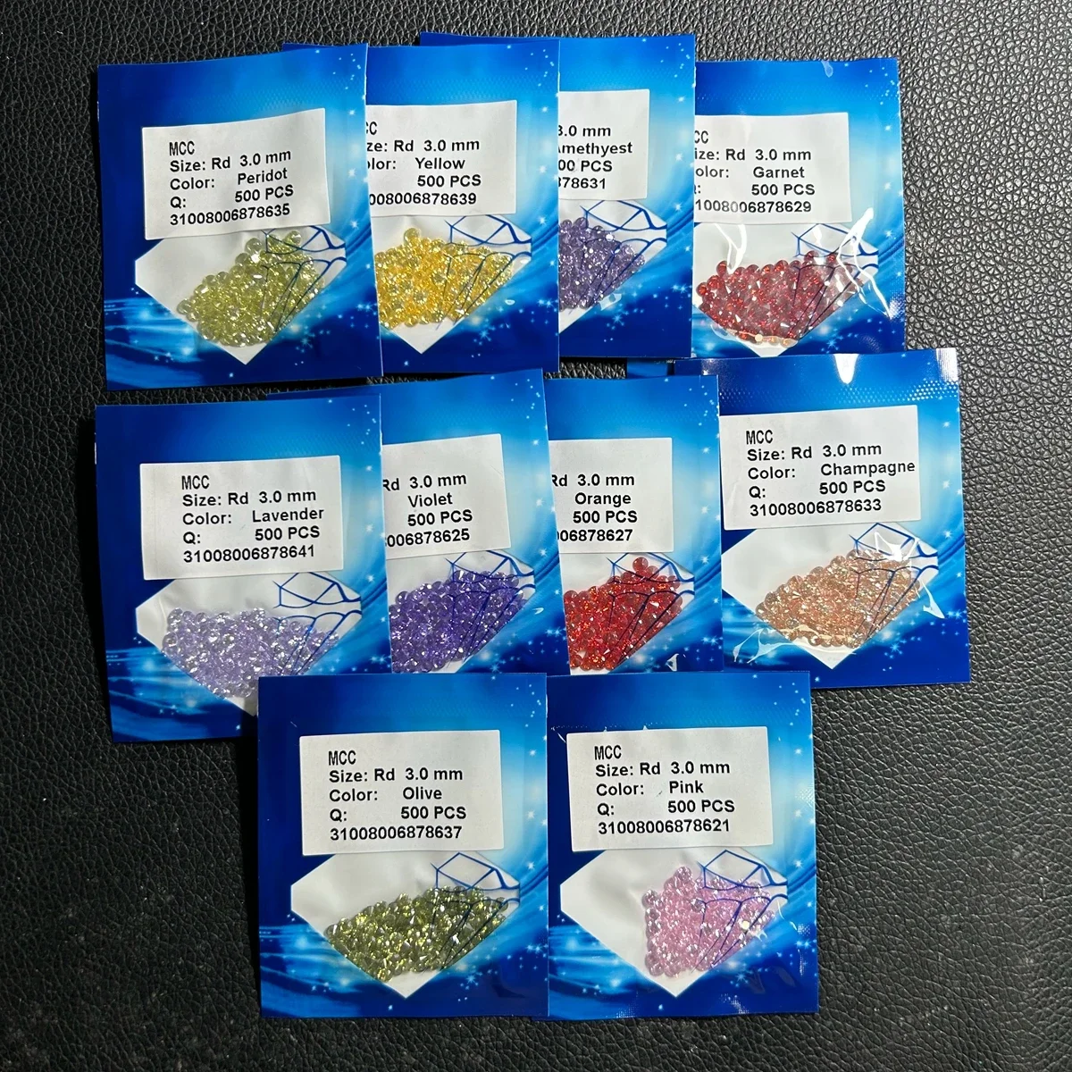 

1000 Pieces 1 Bag 6A Round Brilliant Cut 0.8-3mm Synthetic Cubic Zircon Loose Gemstone Colorful CZ Stone for Jewelry