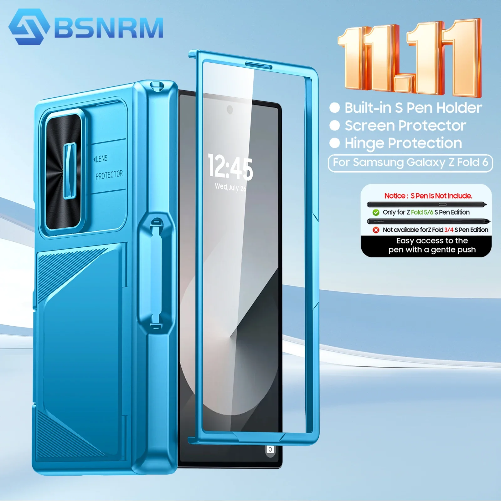 

Глобальный карнавальный месяц, держатель RFID-карты, держатель для S-ручки, чехол для камеры, противоударный силиконовый чехол для телефона Galaxy Z Fold 6-голубой