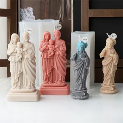Touching Heart Jesus Statue Mold Holy Family of Virgin Mary and Jesus Plaster Making Holding Baby Virgin Mother Epoxy Resin Mold