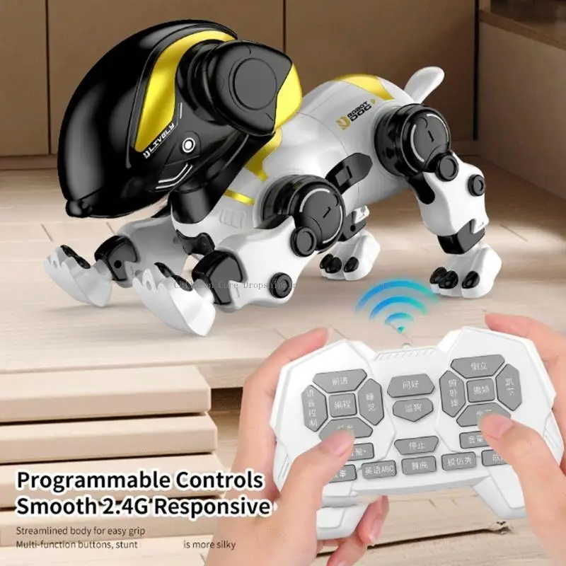 Pädagogischer programmierbarer Roboter -Haustier mit Sprachinteraktion Stunt Tricks Fernbedienung wiederaufladbar