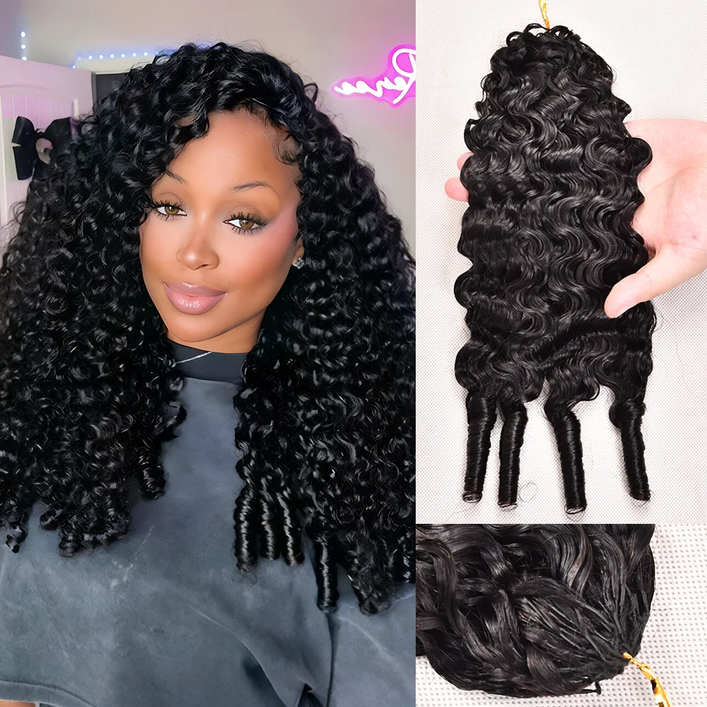 14 16 18 Inch Miracle Knots Crochet Human Hair Burmese Curly Hair Extensions 1/2/3 Bulk And Braiding Hair Deep Wave Pre-Separate Feather Crochet Human Hair 60g 3 Days Delivery To FR Brazilian ALIANNA Hair Bundles Human Hair 100% Natural Black Reusable