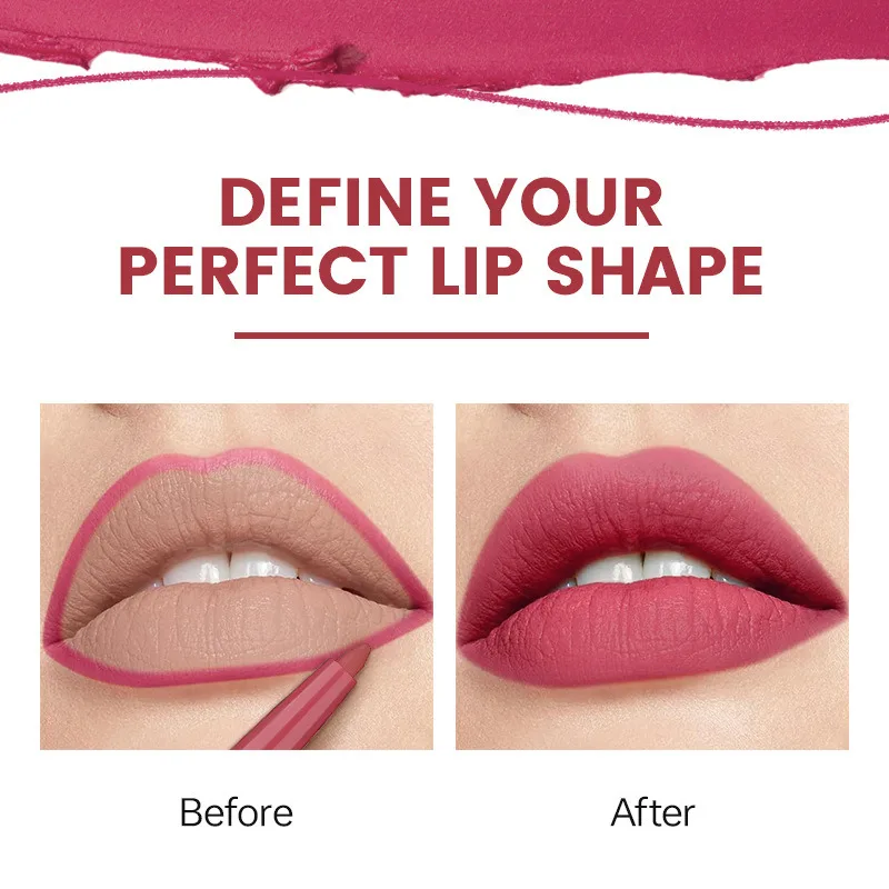 6 Colors Matte Sexy Rose Red Brown Lip Liner Pencil Waterproof Non-stick Smudge-proof Highly Pigmented Lipliner Pen Lipstick