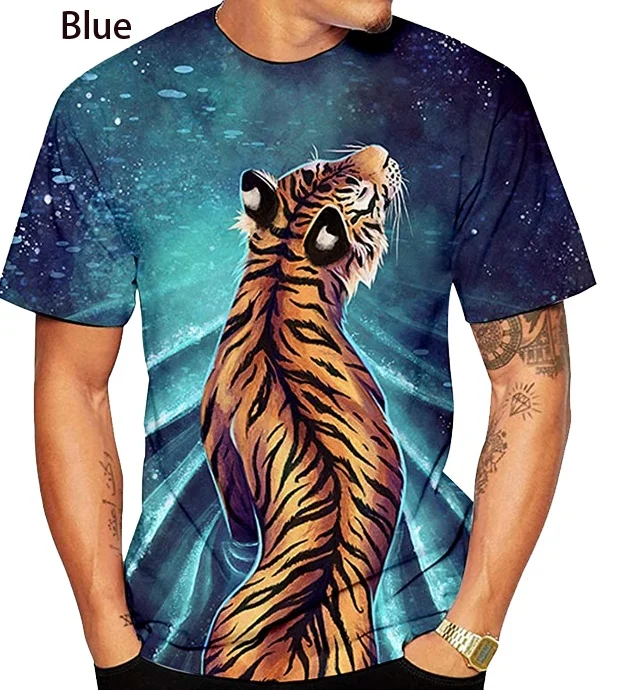 2021 Unisex 3D Tiger Print Short Sleeve T-Shirt Fashion Couple Tops