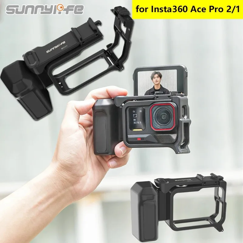 Sunnylife لـ Insta360 Ace Pro 2/1 مقبض تصوير الشوارع مدونة فيديو إطار قبضة سريع التحرير ملحق حماية ممتص للصدمات